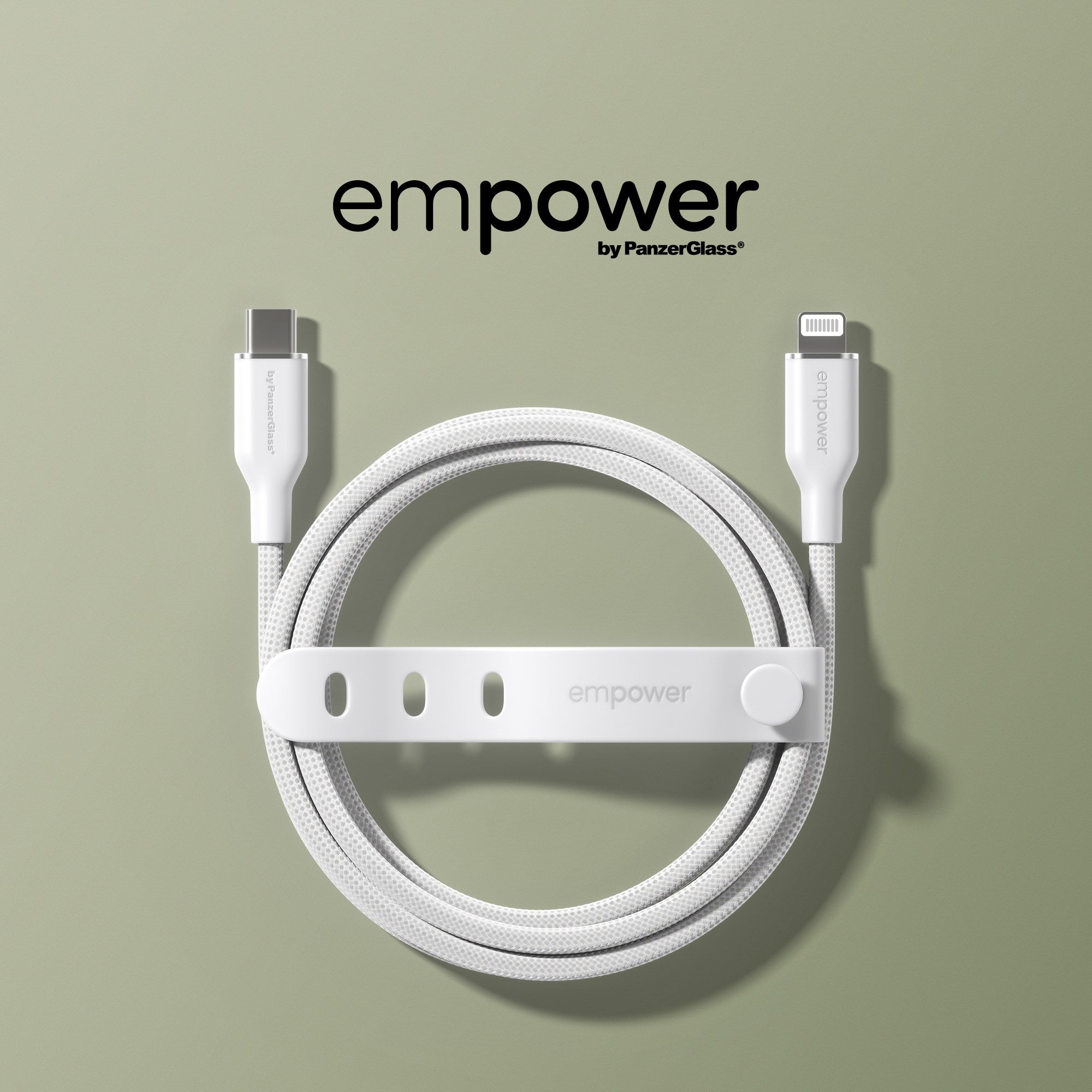empower by PanzerGlass® Racing 60W USB-C to Lightning Kabel | USB 2.0 | 1.2M | Silber Weiss